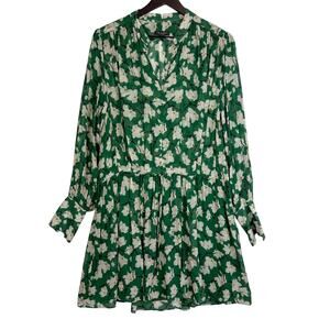 Rag & Bone Carly Floral Long Sleeve Chiffon Mini Dress Green - S